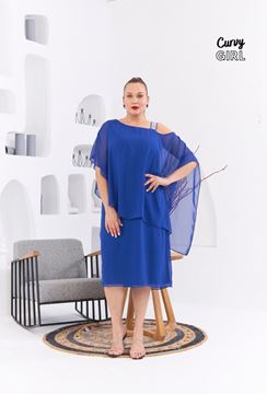 Picture of CURVY GIRL CHIFFON DRESS WITH SPRKLES ON SHOULDER